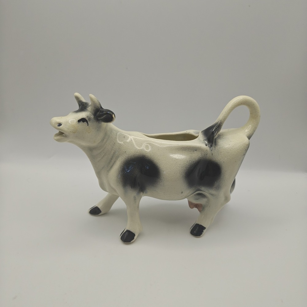 Milk Creamer Collectible Ceramic Cow Figurine Dimensions 6x5x3" Vintage Repaired